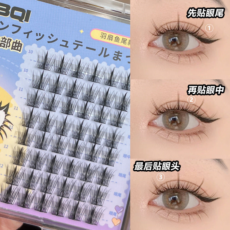 QSTY DIY Natural Clusters Lashes displayed in various segments, showcasing their natural look and customizable features.