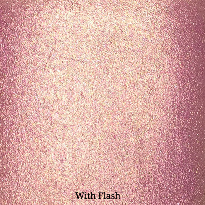 Rose Gold Loose Diamond Highlighter powder in a sleek container, showcasing its soft pink and gold iridescent hues.