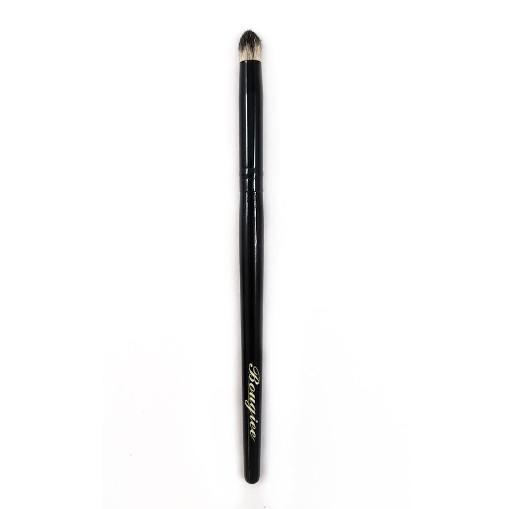 Round Crease Brush BK37 with soft goat hair bristles, polished black ferrule, and high gloss birch wood handle, ideal for eye makeup application.