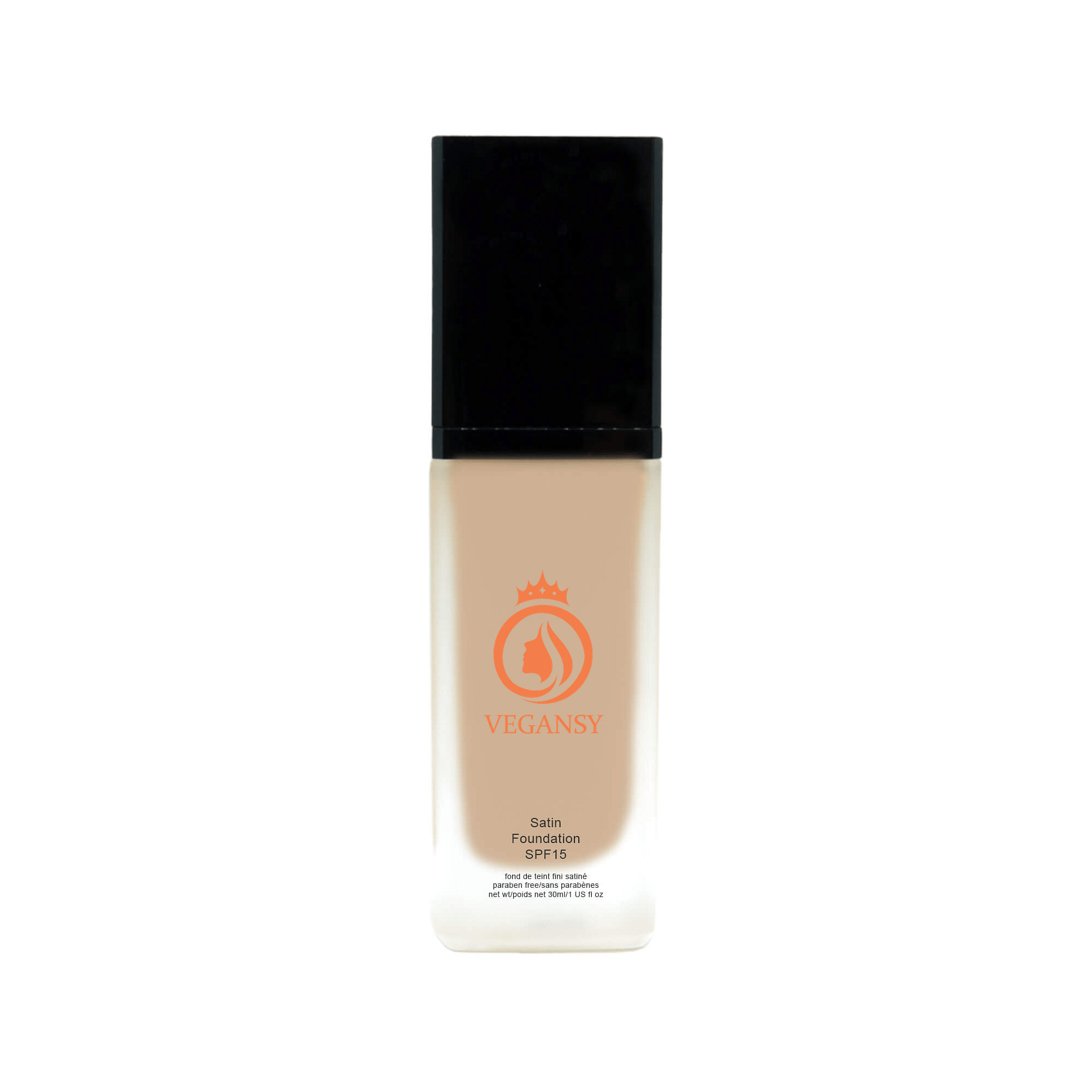 A bottle of Seashell foundation with a natural glow finish, showcasing its lightweight and breathable formula.