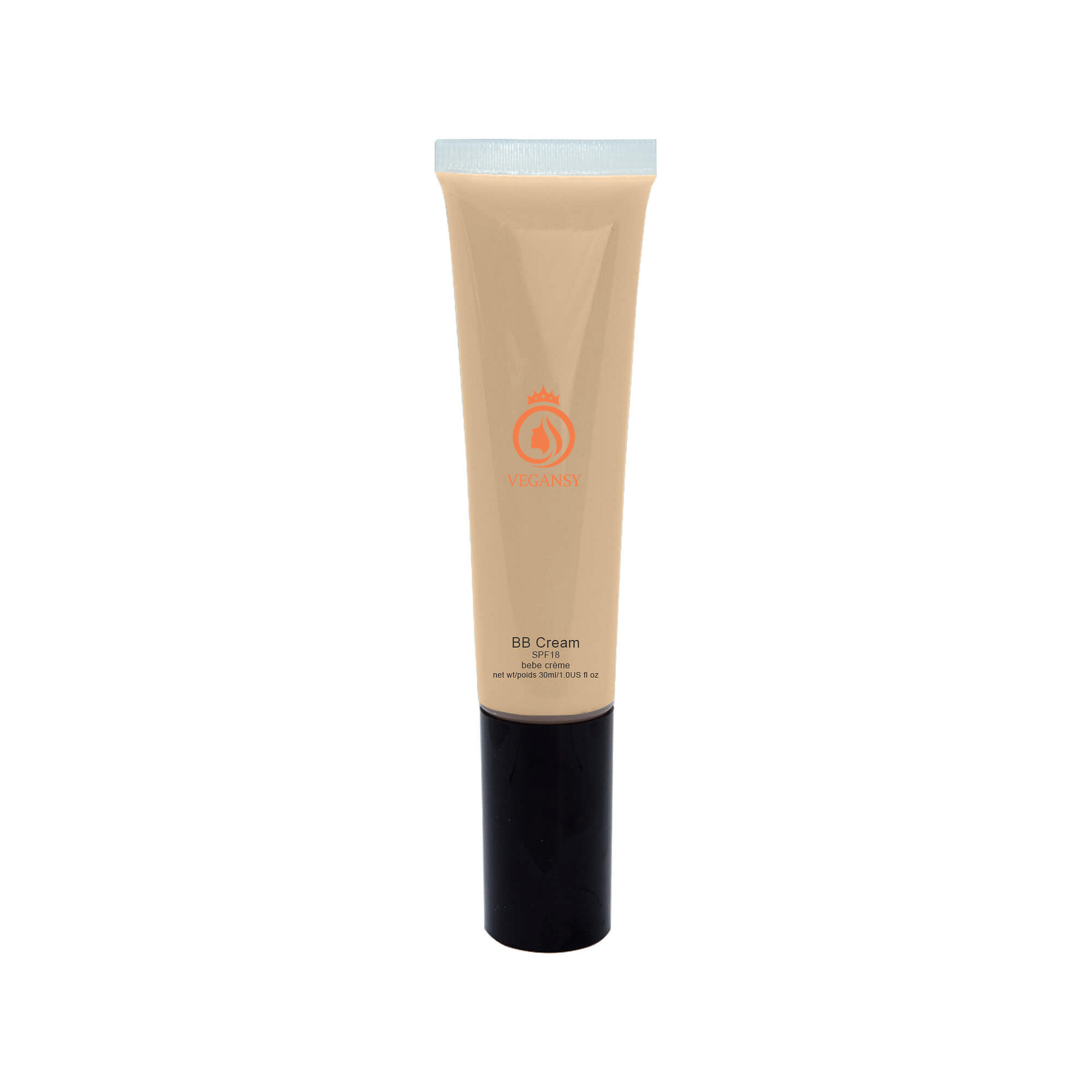 A bottle of Terra Cotta multifunctional beauty product with SPF 18, showcasing its sleek design and eco-friendly packaging.