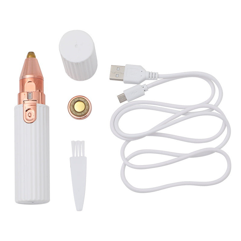 Two-in-one women's shaving eyebrow trimming epilator in lipstick shape, designed for painless hair removal and safe skin care.