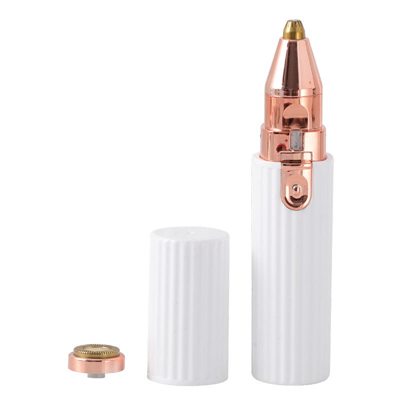 Two-in-one women's shaving eyebrow trimming epilator in lipstick shape, designed for painless hair removal and safe skin care.