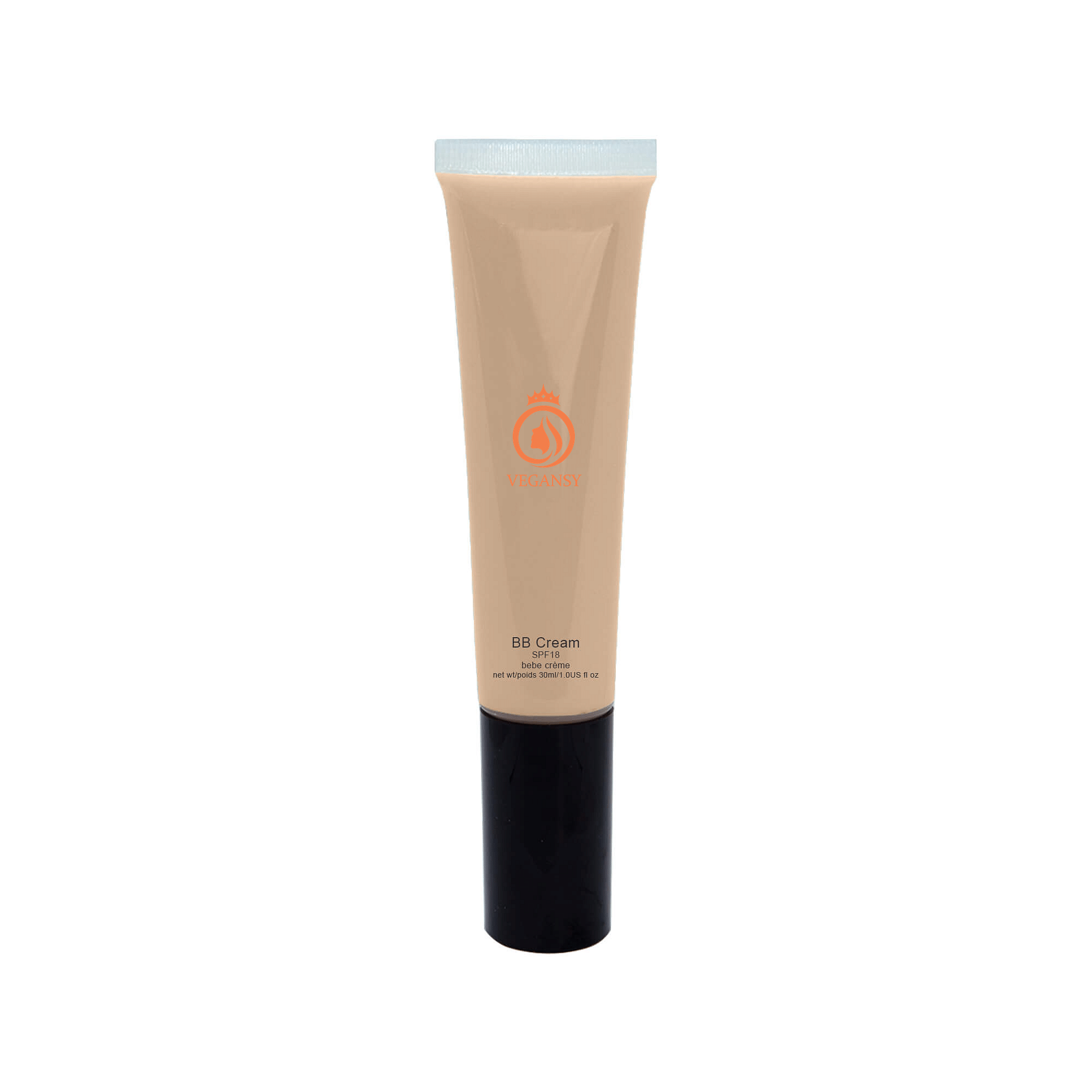 A bottle of Vanilla BB cream showcasing its light, moisturizing formula with SPF 18, perfect for skin protection and medium coverage.