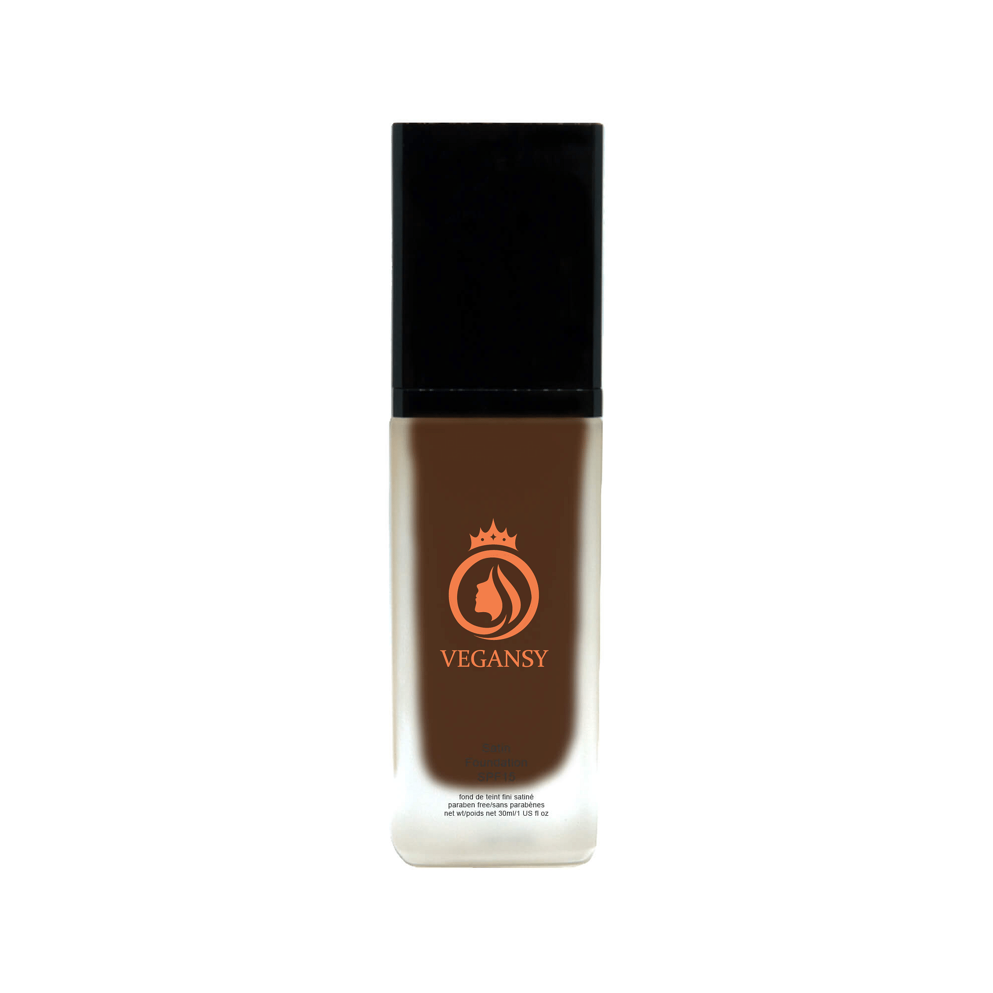 A bottle of Velvet Espresso foundation showcasing its sleek design and natural glow finish, perfect for achieving radiant skin.