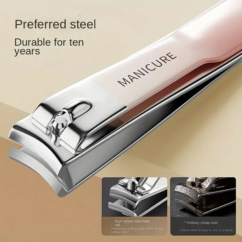 4PCS Portable Stainless Steel Nail Clipper Set featuring ergonomic design and sharp cutting edges for professional nail care.