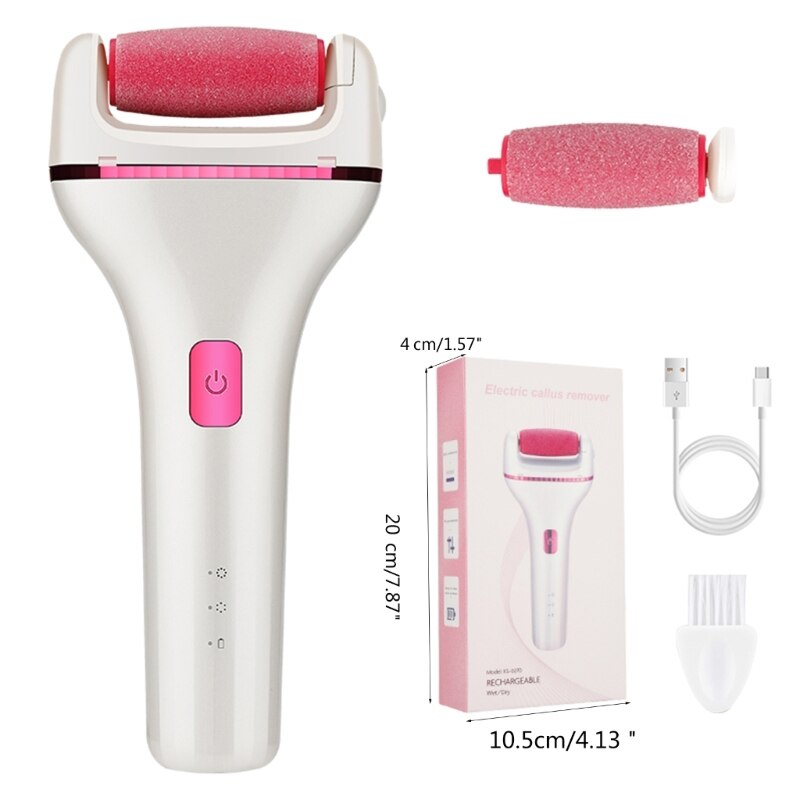 ABS Rechargeable Sharpener Pedicure Tool in white and pink, designed for effective callus removal and foot care.