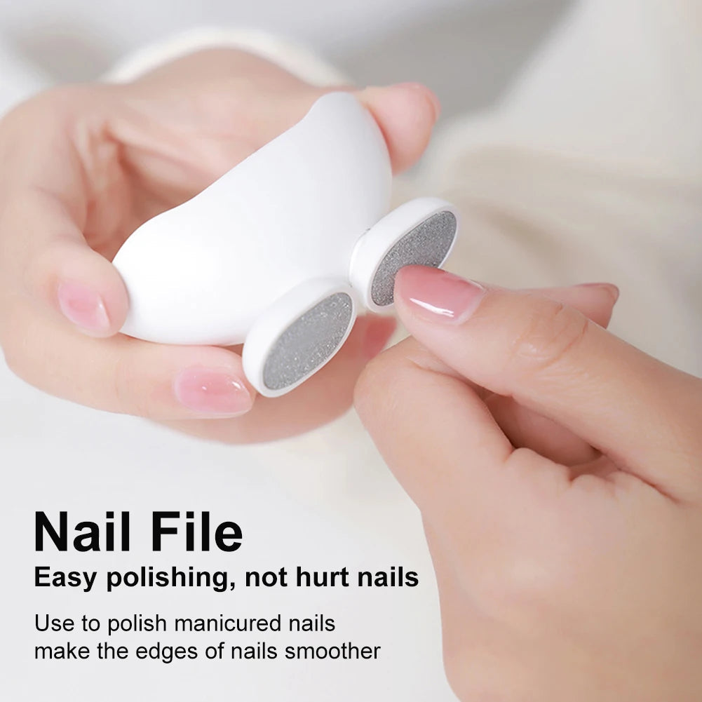 Electric Nail Clipper in black and white, designed for safe and automatic nail trimming for all ages.