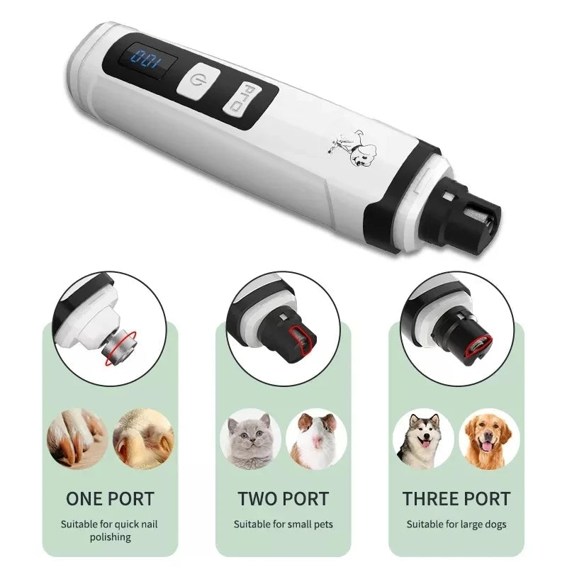 Electric Nail Titanium Grooming Gadget for pets, featuring a diamond grinding wheel and USB rechargeable design, suitable for dogs and cats.