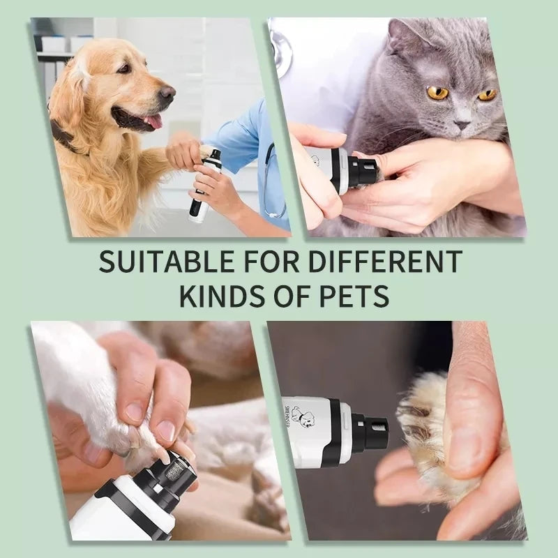 Electric Nail Titanium Grooming Gadget for pets, featuring a diamond grinding wheel and USB rechargeable design, suitable for dogs and cats.