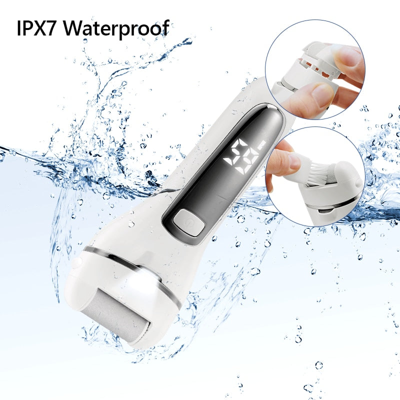 Electric Pedicure Tool with interchangeable grinding heads and ergonomic design for foot care.