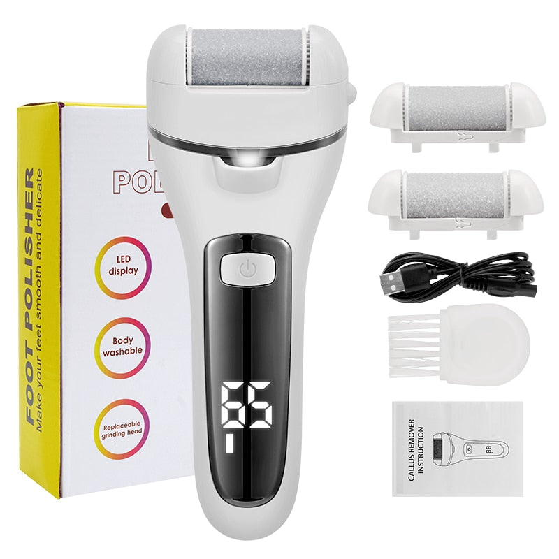 Electric Pedicure Tool with interchangeable grinding heads and ergonomic design for foot care.