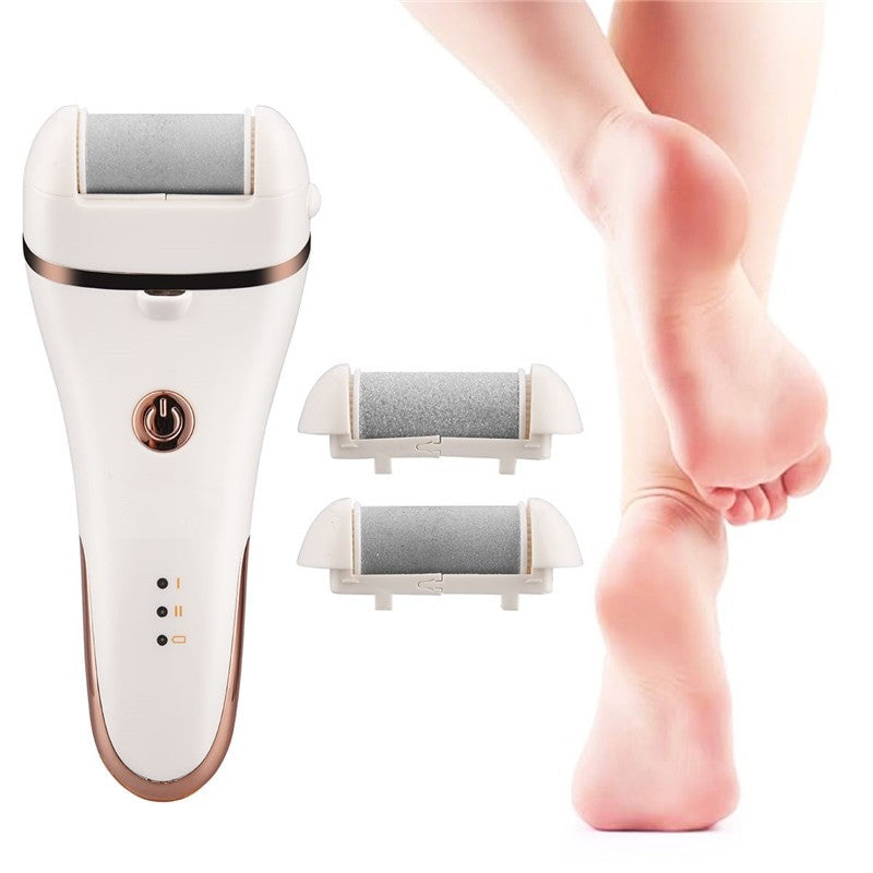 Electric Pedicure Tools featuring USB rechargeable design, natural quartz grinding head, and LED lighting for effective foot care.