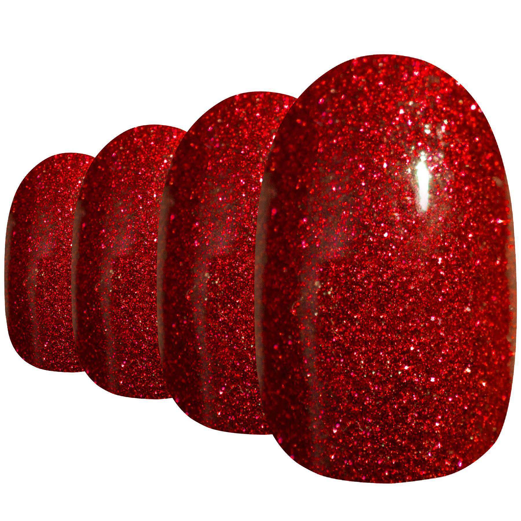 Main False Nails by Bling Art Red Gel Oval Medium Fake Acrylic 24 Tips with image