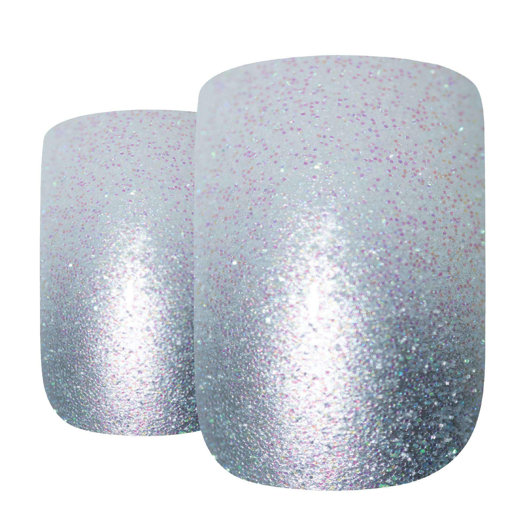 Main False Nails by Bling Art Silver Gel Ombre French Squoval 24 Fake image