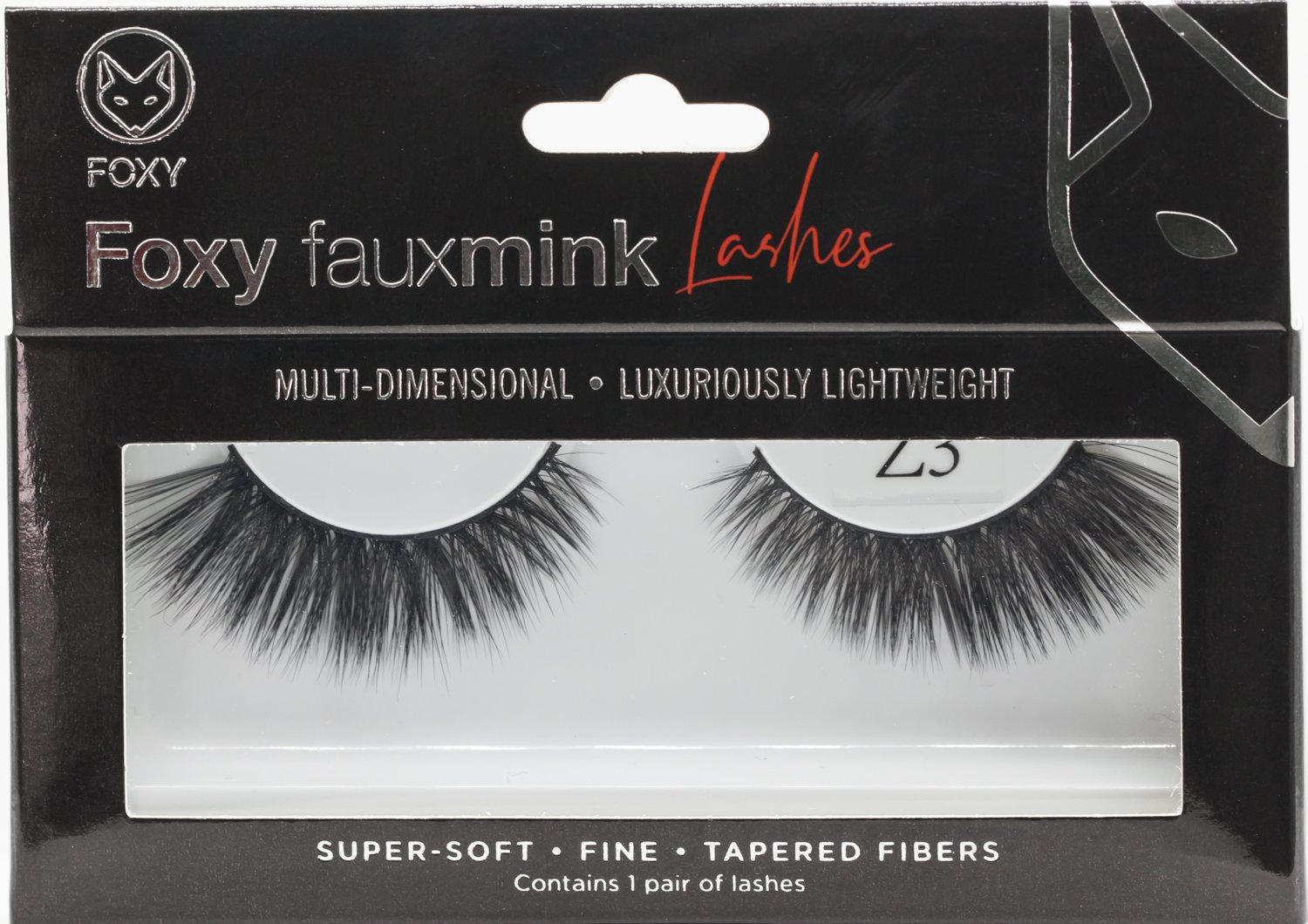 Foxy Faux Mink Eye Lashes Model Z3 displayed on a white background, showcasing their full and flared design with a light cotton band.