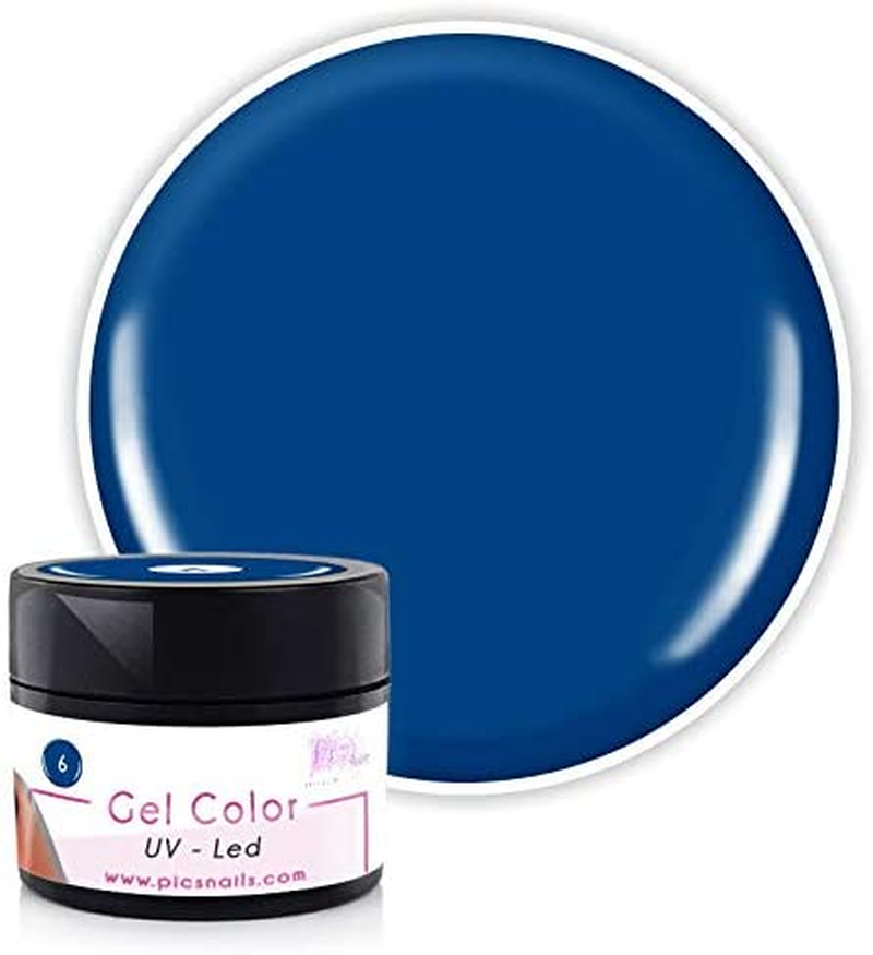 Barattolo di Gel Color UV/LED Cobalto 6 da 5 ml, con etichetta e colore giallo neon, ideale per unghie professionali.