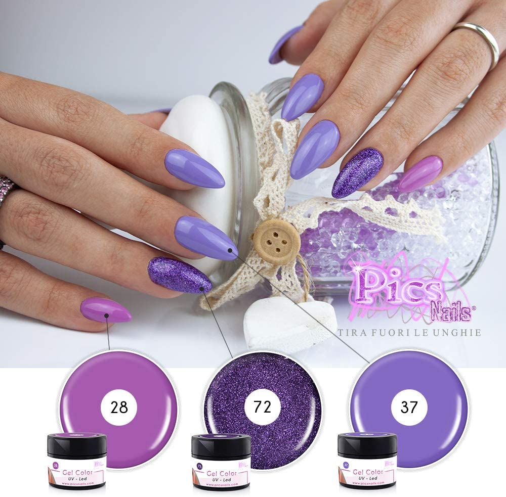 Barattolo di Gel Color UV/LED Lavanda Chiaro 28 da 5 ml, con etichetta dettagliata e colore lavanda chiaro.