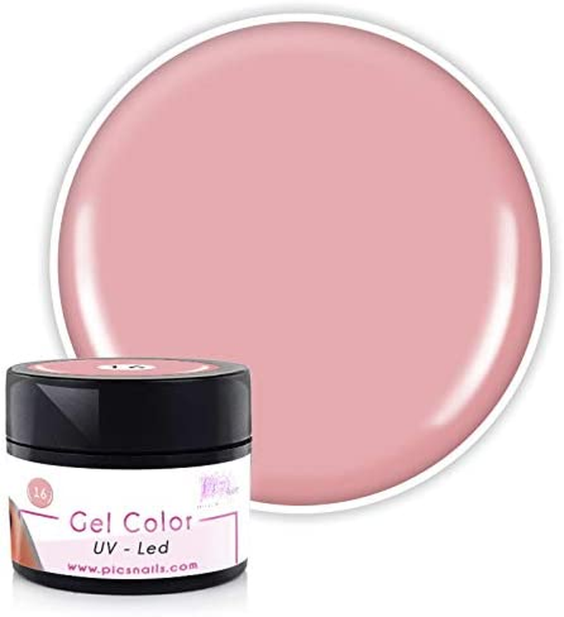 Barattolo di Gel Color UV/LED Rosa Chiaro 16 da 5 ml, con etichetta e colore rosa chiaro, ideale per manicure professionali.