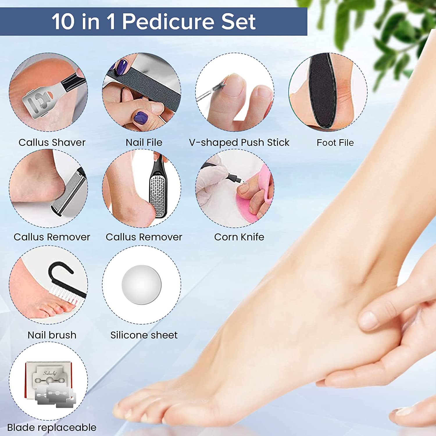 NEW Electric Foot File with USB charging cable, showcasing its sleek design and included accessories for foot care.