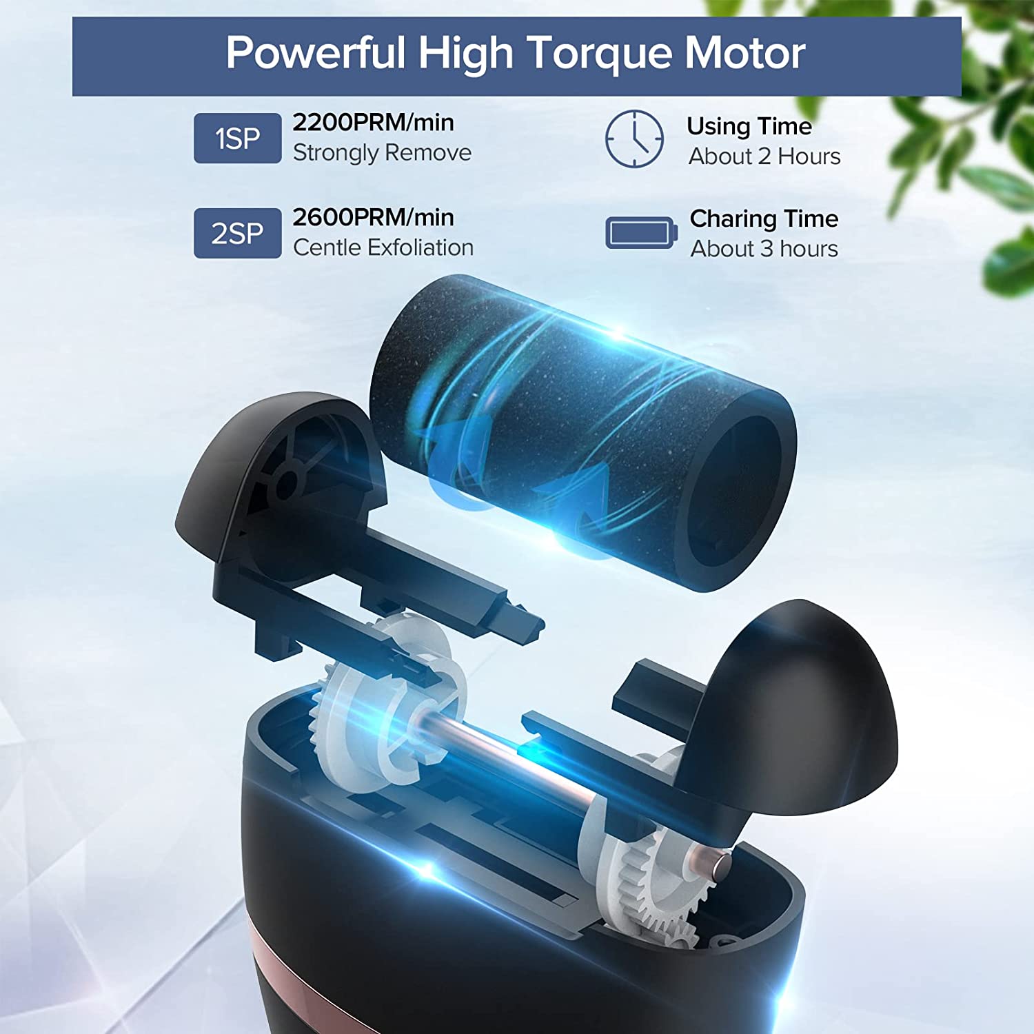 NEW Electric Foot File, a rechargeable and waterproof device for removing hard skin and calluses from feet, featuring an LED display and multiple roller heads.