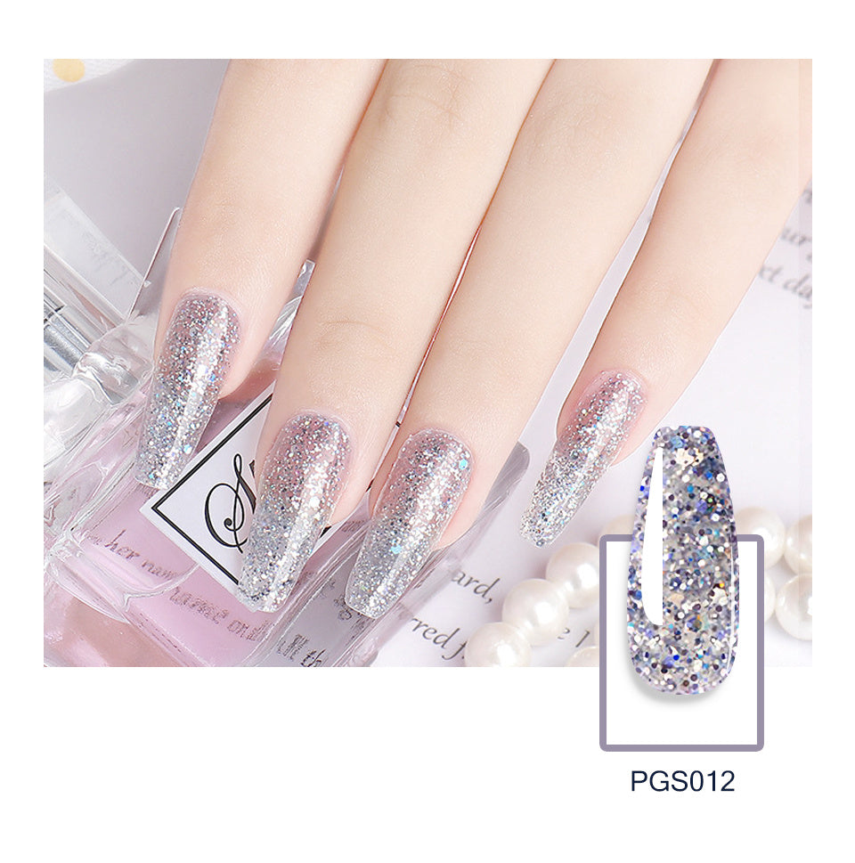 Poly Nail Gel Set featuring 4, 6, or 8 pieces in various colors for nail extensions, showcasing pure and glitter options.