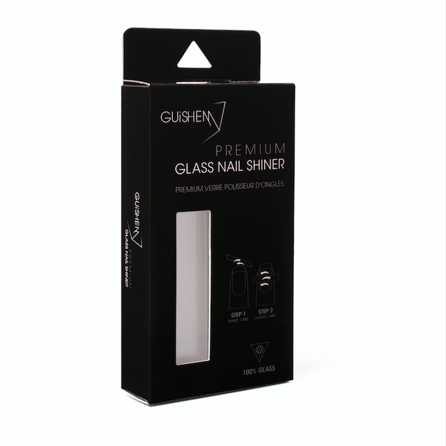 Premium Glass Nail Shiner with case, showcasing its sleek design and glossy finish, perfect for achieving polished nails.