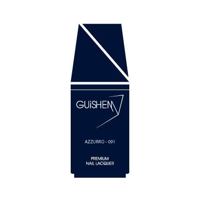 GUiSHEM Premium Nail Lacquer in navy blue crème, showcasing a sleek glass bottle and custom brush design.