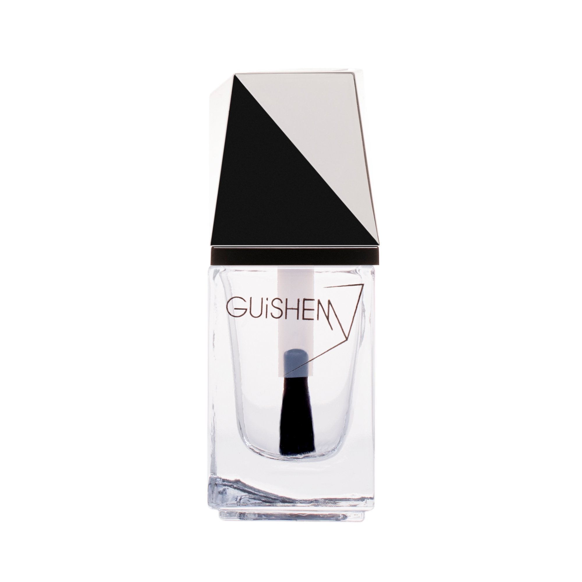 GUiSHEM Premium Nail Lacquer BRILLIANT-500 in a sleek glass bottle with a custom brush, showcasing its ultra-shine finish.