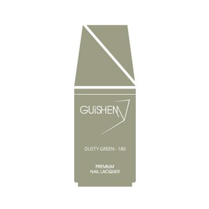 GUiSHEM Premium Nail Lacquer in Dusty Green, showcasing its sleek glass bottle and creamy mint green color.