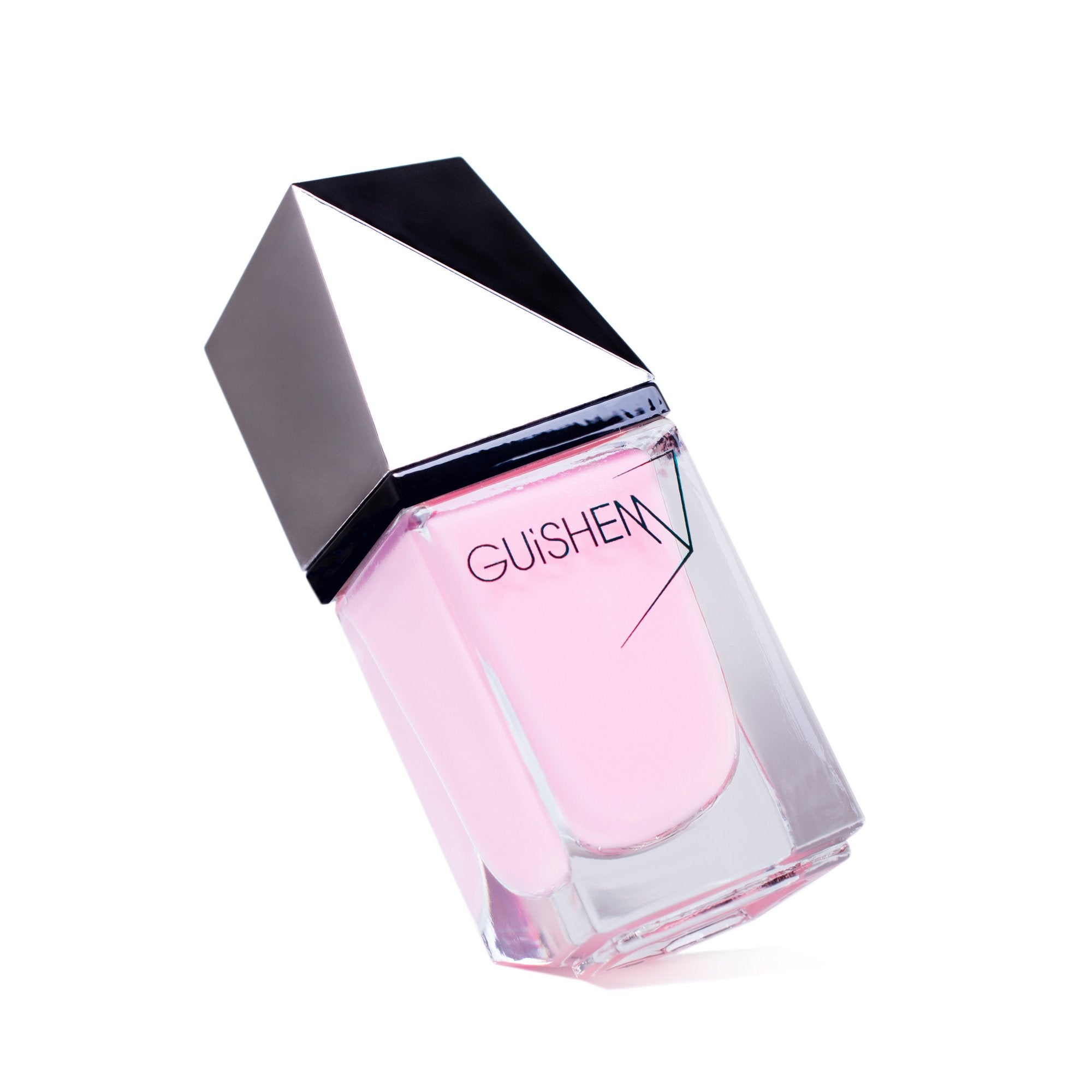 GUiSHEM Premium Nail Lacquer IN LOVE - 030 in a stylish glass bottle with a custom brush, showcasing a rose sheer shimmer finish.