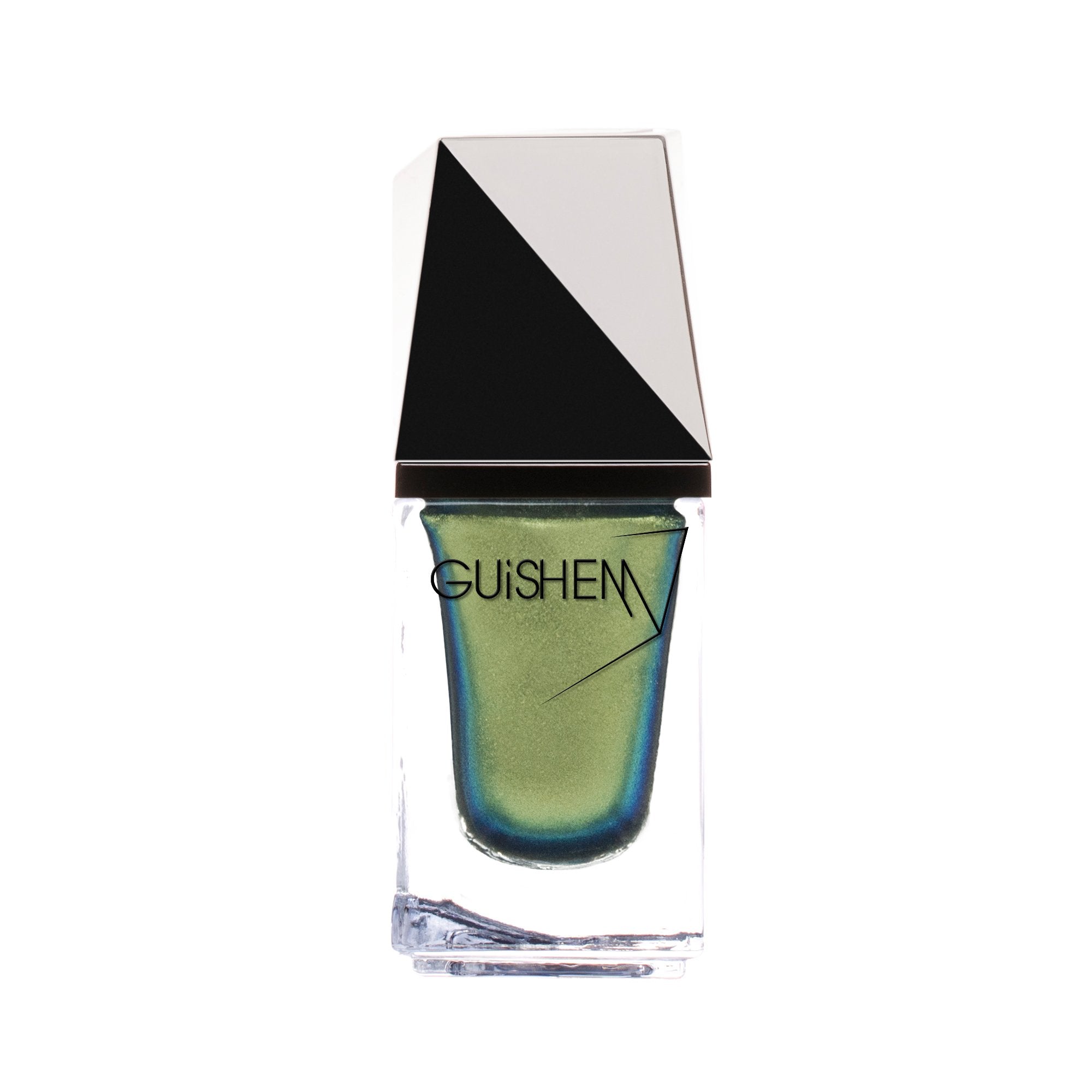 GUiSHEM Premium Nail Lacquer LAUTA - 581 in a stylish glass bottle, showcasing iridescent metal finish.