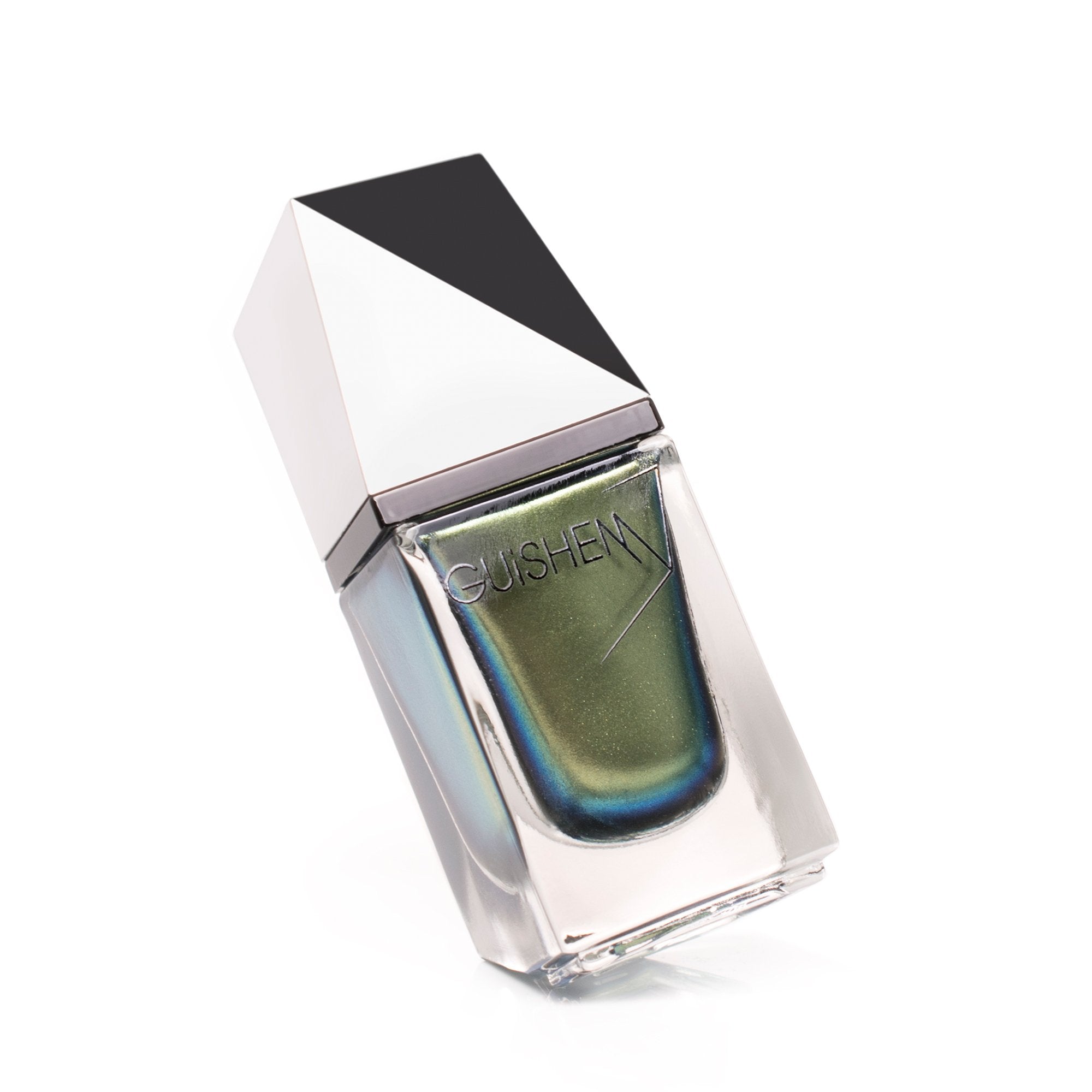 GUiSHEM Premium Nail Lacquer LAUTA - 581 in a stylish glass bottle, showcasing iridescent metal finish.