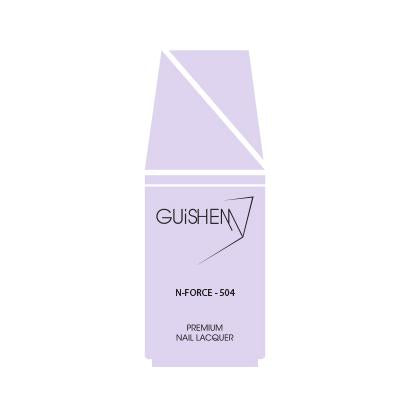 GUiSHEM Premium Nail Lacquer N-FORCE 504 in a sleek glass bottle with a custom brush, showcasing its rich color and modern design.