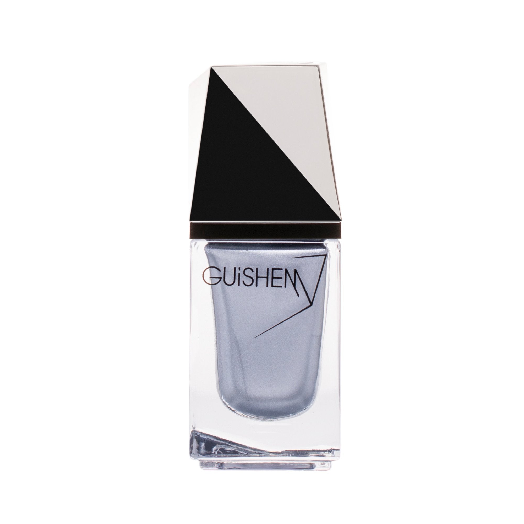 GUiSHEM Premium Nail Lacquer in shade SELFIE - 420, showcasing a luxe chrome metal finish in a stylish glass bottle with a custom brush.