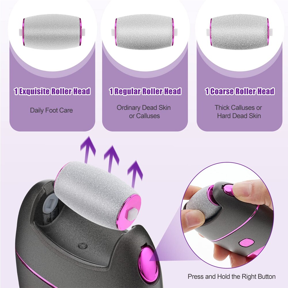 Professional Pedicure Tools Electric Foot File with adjustable speeds and multiple roller heads for effective dead skin removal.