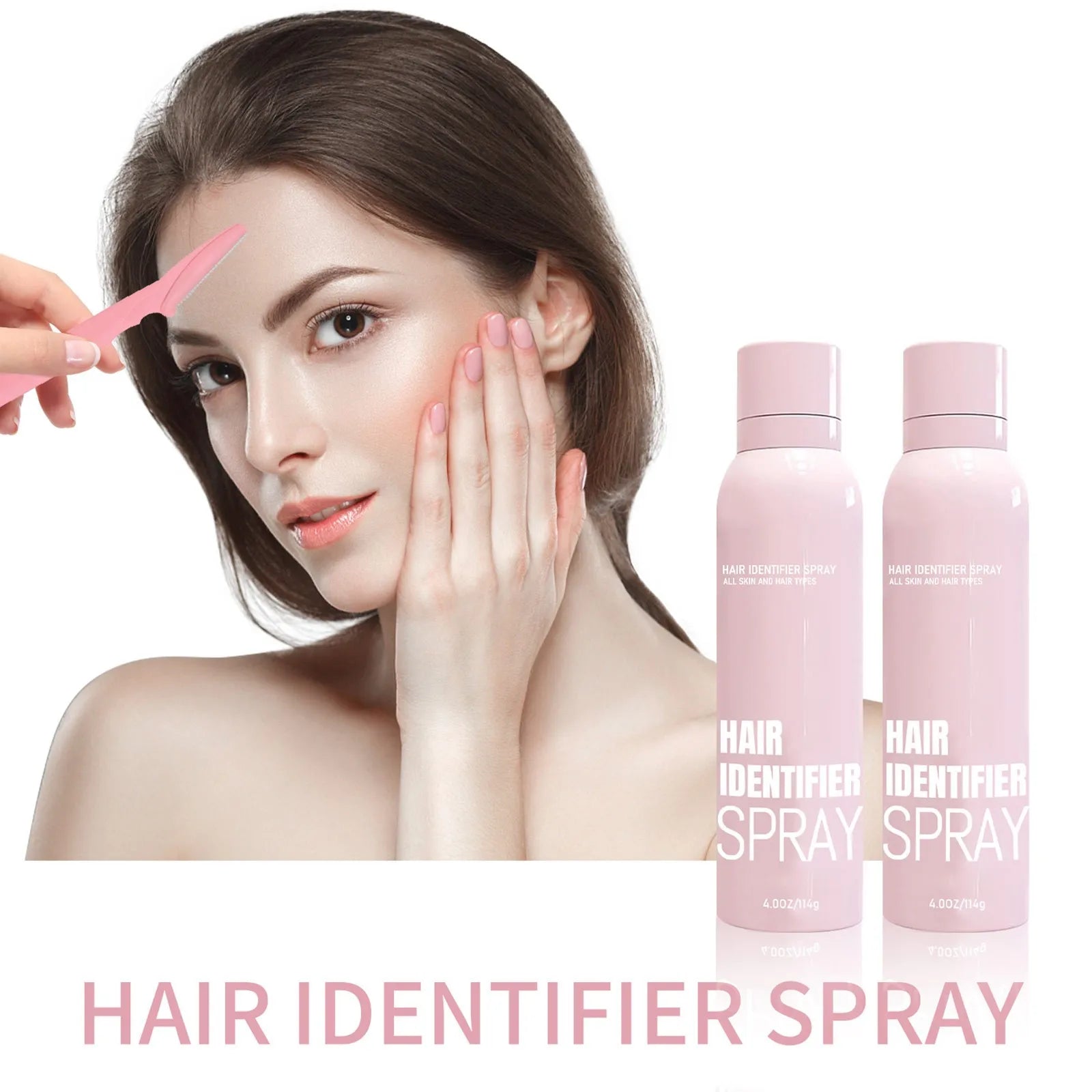 Hair Identifier Spray for Face by Sexikinis, showcasing the sleek bottle design and floral scent profile.