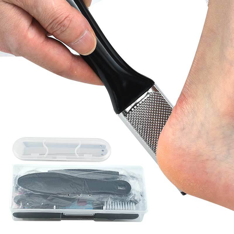 18 in 1 Professional Foot Care Kit featuring various stainless steel tools for pedicure and nail care.