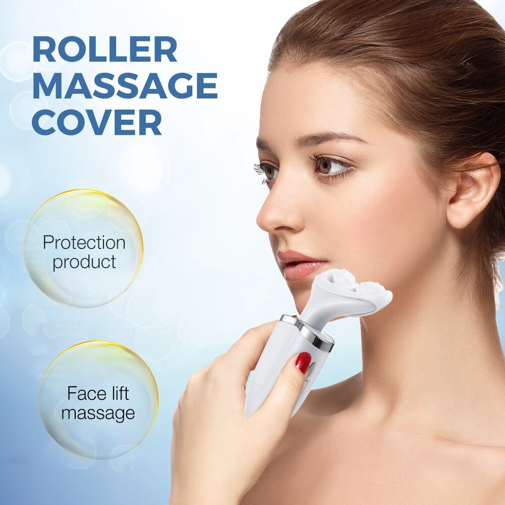 2 Roller Face Massager Neck Beauty Device with EMS and LED Photon Therapy, designed for skin lifting and firming.