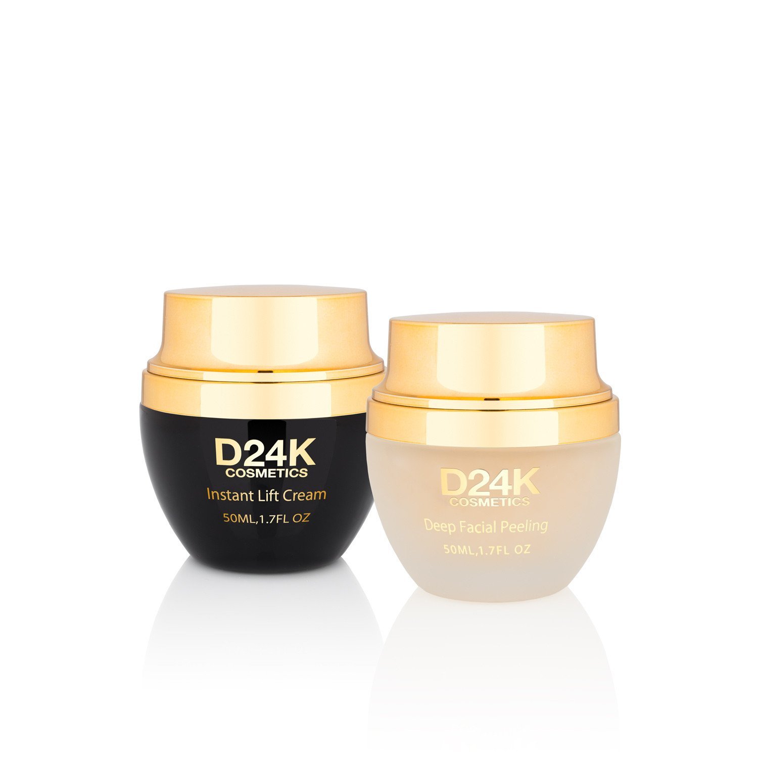 24K All-In-One Youth Set featuring Instant Lift Cream and Deep Facial Peel in elegant packaging, showcasing luxurious skincare benefits.