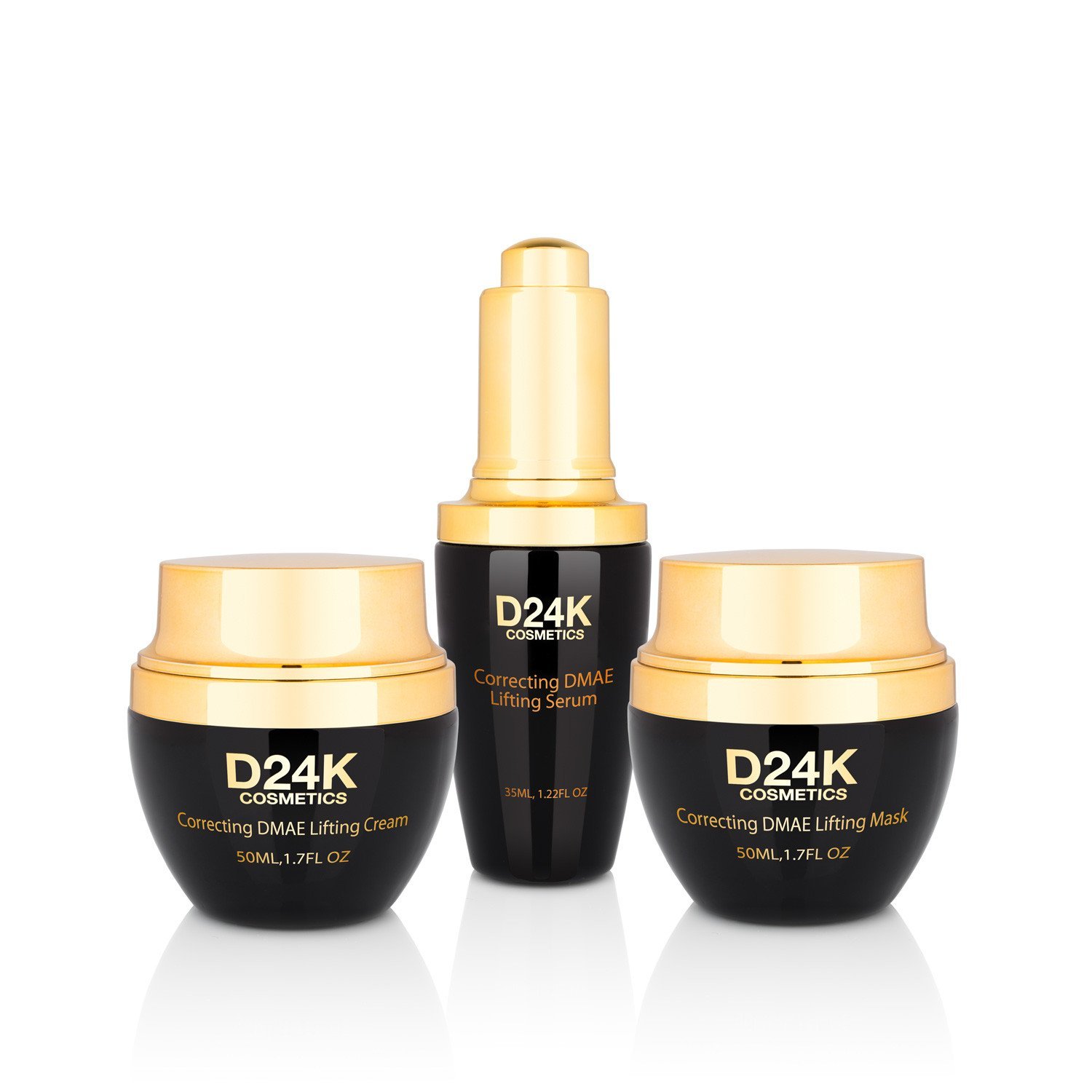 24K DMAE Lifting Set including mask, cream, and serum for anti-aging skincare.