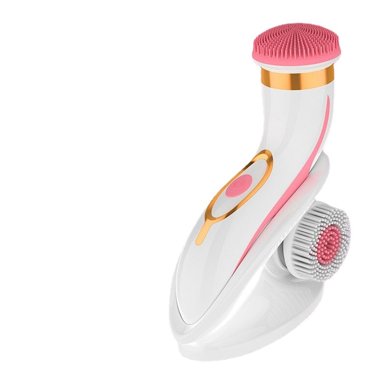 3 IN 1 Facial Cleansing Brush with accessories including soft brushes and jade massage ball, designed for deep facial cleansing.