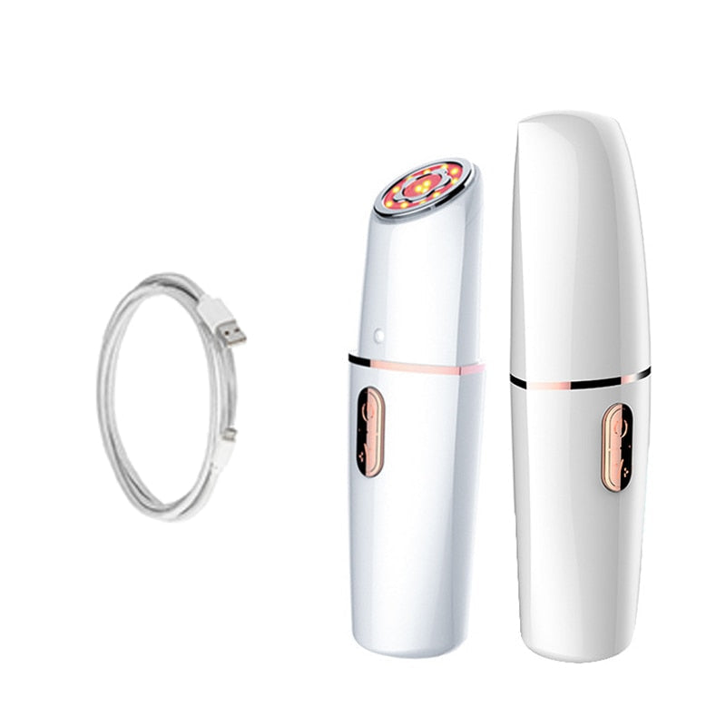 6 In 1 RF Face Massager showcasing its sleek design and features for skin rejuvenation and lifting.