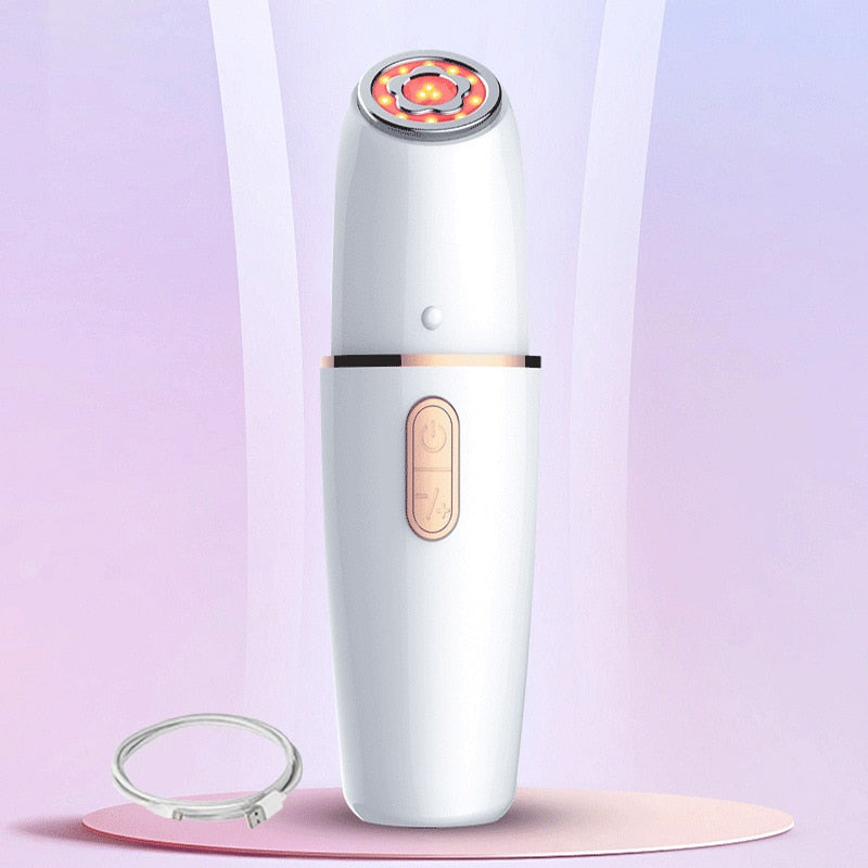 6 In 1 RF Face Massager showcasing its sleek design and features for skin rejuvenation and lifting.