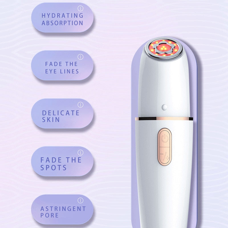 6 In 1 RF Face Massager showcasing its sleek design and features for skin rejuvenation and lifting.