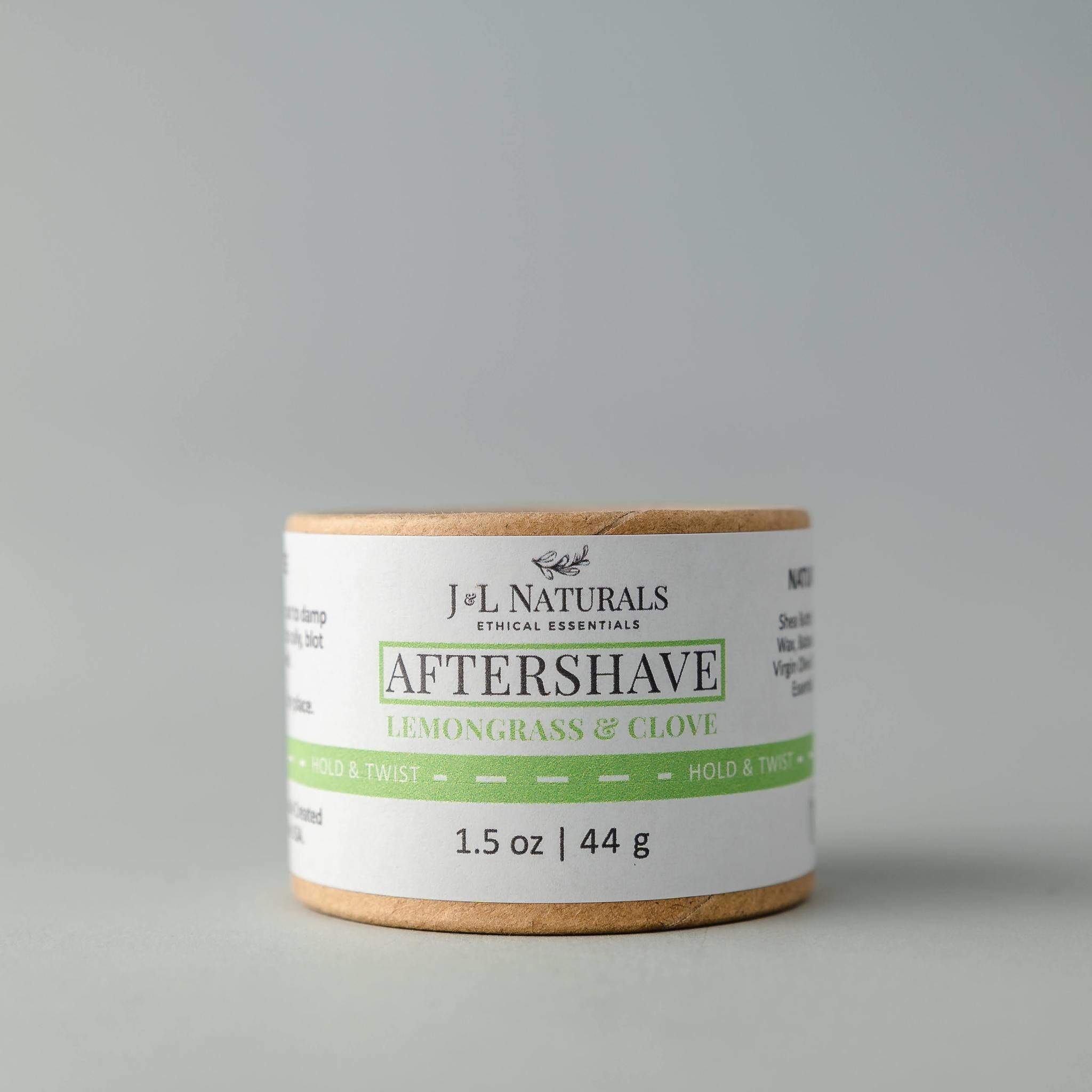 Two jars of Aftershave Rub Duo in various scents, showcasing their balmy texture and packaging.