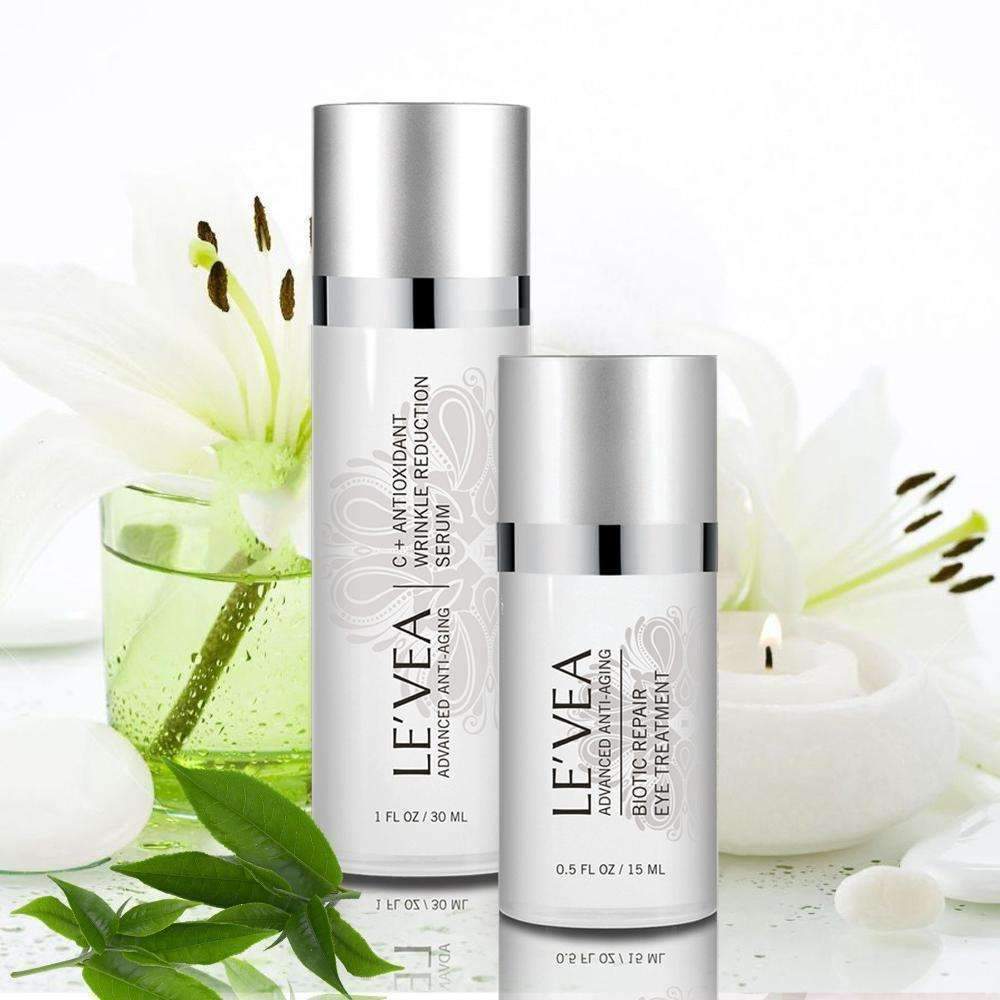 Age Defense Eye Wrinkle Cream and Vitamin C Serum duo, showcasing the packaging and product details.