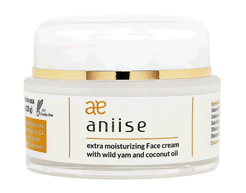 Aniise Anti-Aging Wild Yam Face Cream in a sleek jar, showcasing its rich texture and natural ingredients.