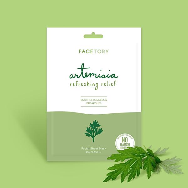 Artemisia Refreshing Relief Sheet Mask showcasing its soothing properties and radiant glow effects.