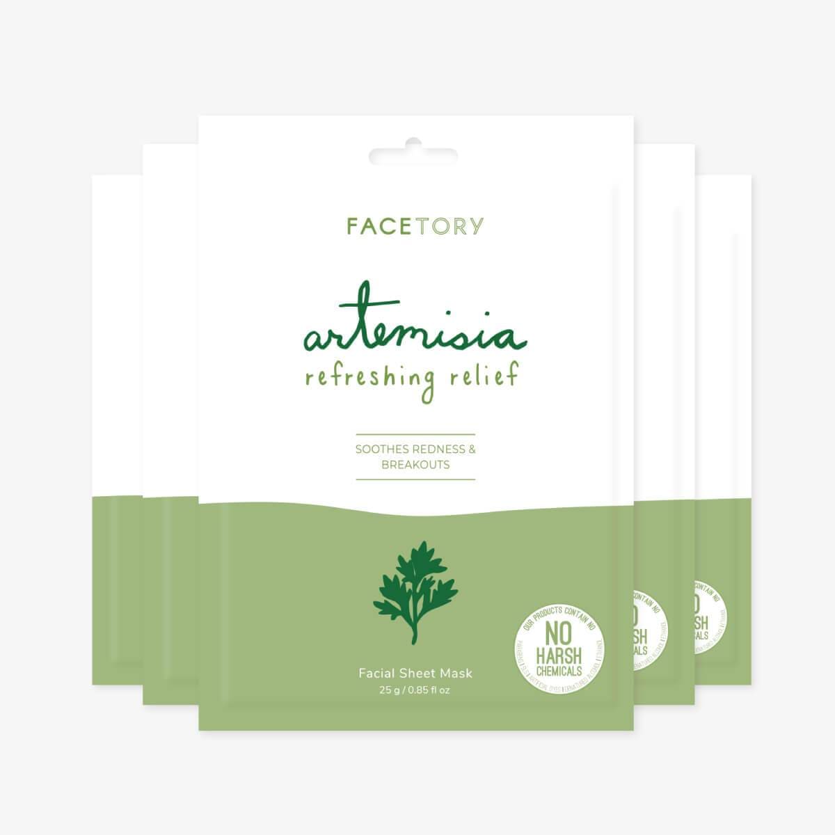 Artemisia Refreshing Relief Sheet Mask showcasing its soothing properties and radiant glow effects.